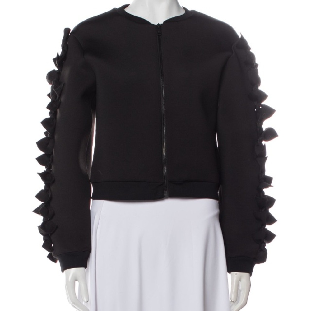Black Ruffle Sleeve Women's Jacket